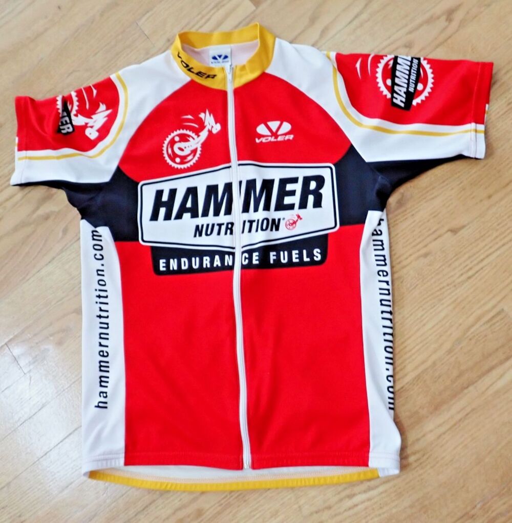 Voler Cycling / Biking Jersey Shirt Men Medium Full Zip Pockets Hammer Nutrition